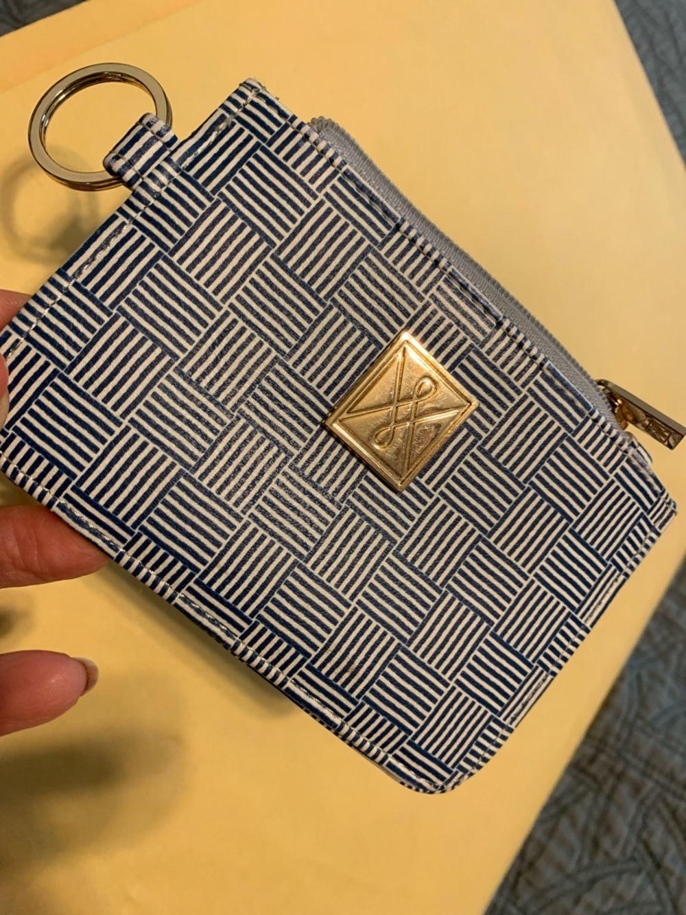 Michelle McDowell Blue & White Nautical Patterned Zip Card Wallet with Keyring